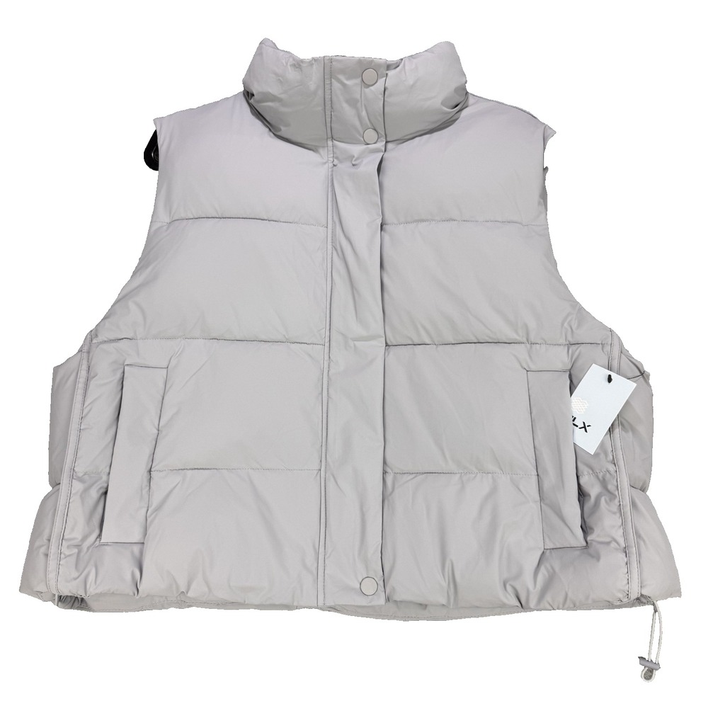 FLX Cropped Puffer Vest Women XL Peri Gray Nylon NWT